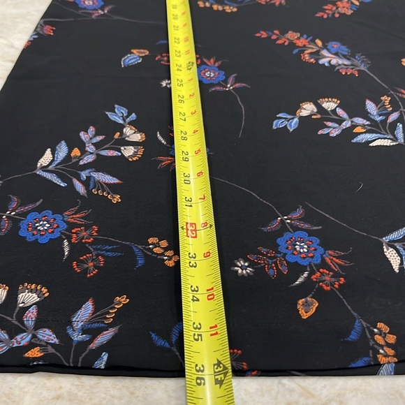 H&M Black Blue Floral Shift Dress High Neck Tie Bell Sleeves Size 8 - Picture 5 of 12